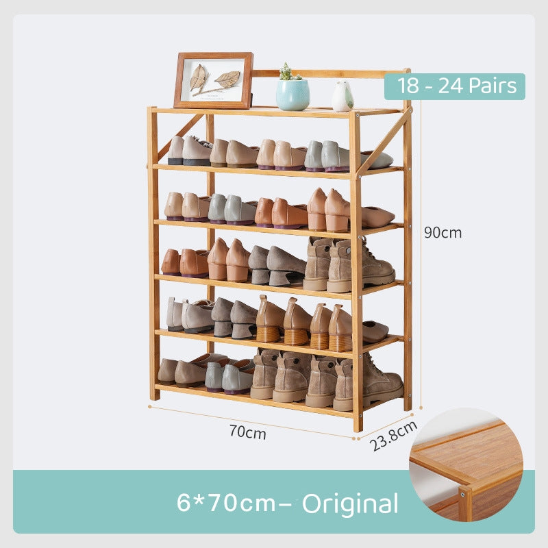 Installation Free Foldable Bamboo Shoe Rack Storage Shelves Organization