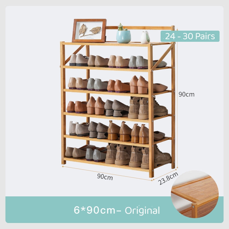 Installation Free Foldable Bamboo Shoe Rack Storage Shelves Organization