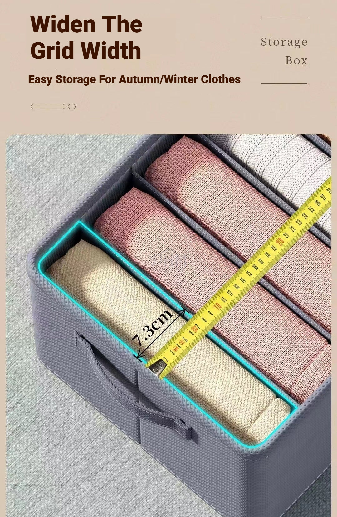 <Buy 4 Free 1> No-Flimsy Fabric Foldable 6/7/9 Grids Clothes Organizer Mesh Jeans Pant Storage Organizer Compartment