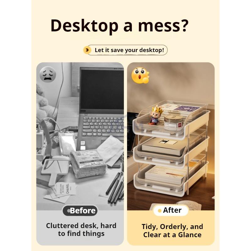 SG Stock A4 Stackable Document Tray Desk Document Tray File Organiser Office Supplies Stationery Storage