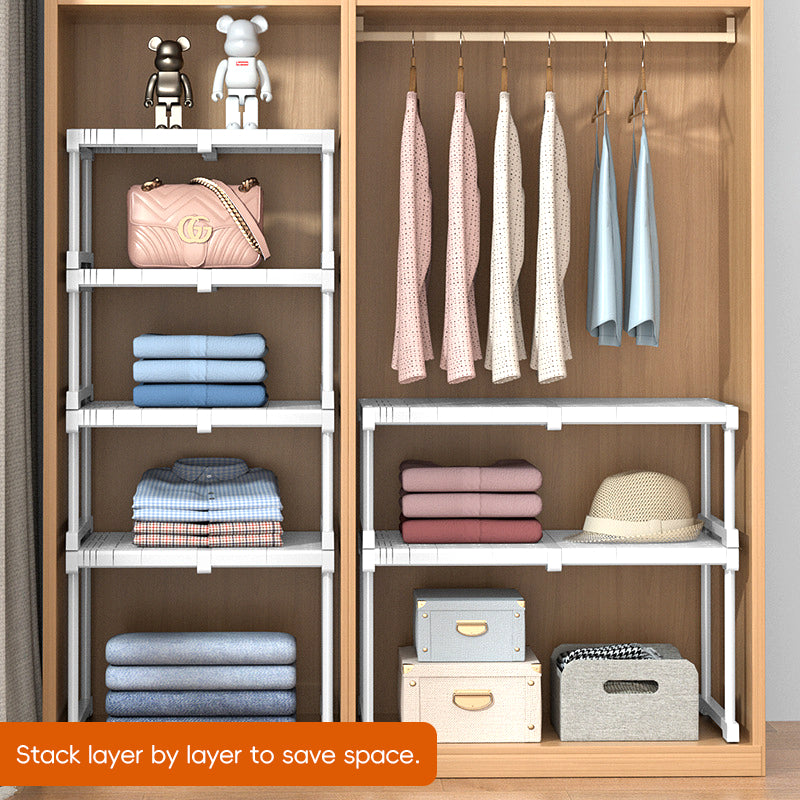 SG Next Day Delivery Adjustable Wardrobe Organizer  Stackable PP Shelf  Space-Saving Closet Divider Storage
