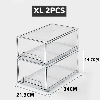 <Premium Acrylic>  Top Food Grade Transparent Fridge storage drawer Refrigerator Organizer Food Container Acrylic