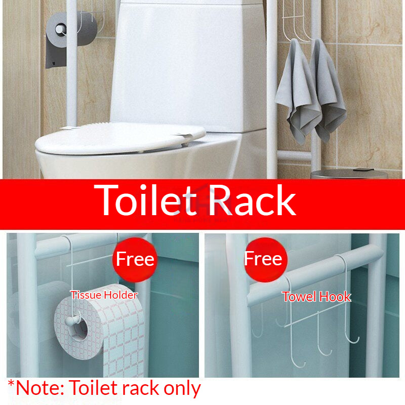 (SG Stock) Newly Upgraded Toilet Rack / Washing Machine Rack – Bathroom Storage Shelf (Floor-standing or Wall-mounted Space Organizer)