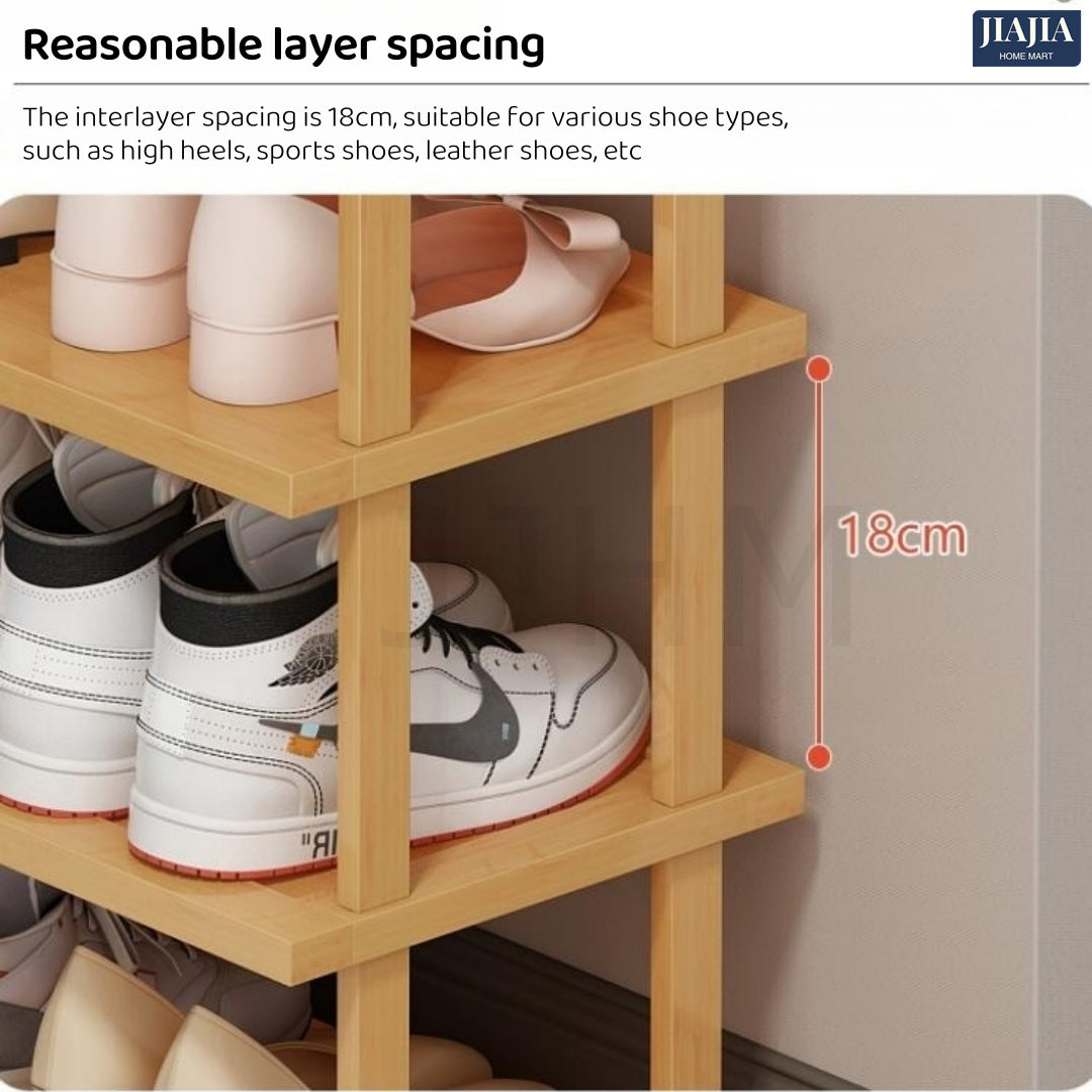 DIY Stackable Shoe Rack Multi-Layer Storage Free Combination Outdoor Bamboo Wooden Cabinet Organizer Storag Shelf