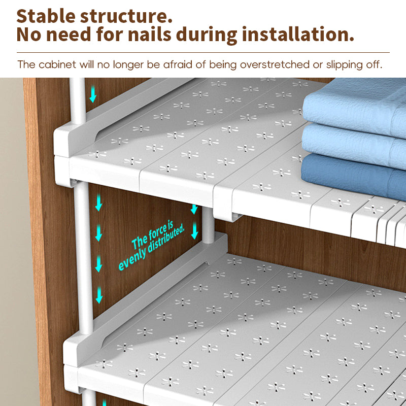 SG Next Day Delivery Adjustable Wardrobe Organizer  Stackable PP Shelf  Space-Saving Closet Divider Storage