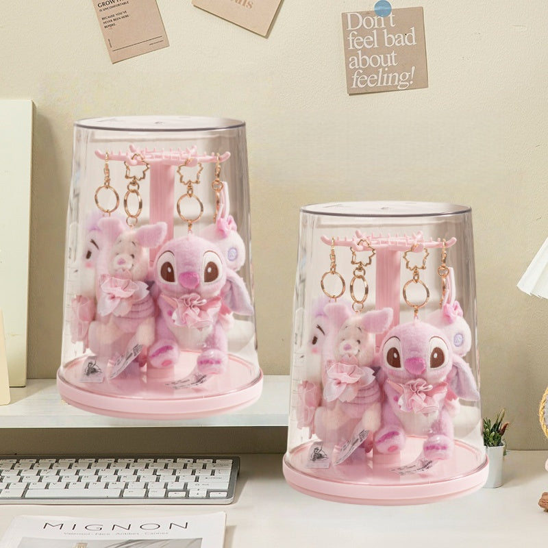 （NDD SG STOCK ) 360°Rotating Labbubu Display Case Rotating Transparent labubu Plush Doll Figurine Blind Box Storage Display Stand Source manufacturer Hanging Organizer Rack for POPMART