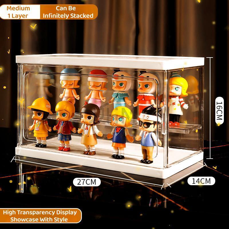（NDD SG STOCK ) 360°Rotating Labbubu Display Case Rotating Transparent labubu Plush Doll Figurine Blind Box Storage Display Stand Source manufacturer Hanging Organizer Rack for POPMART