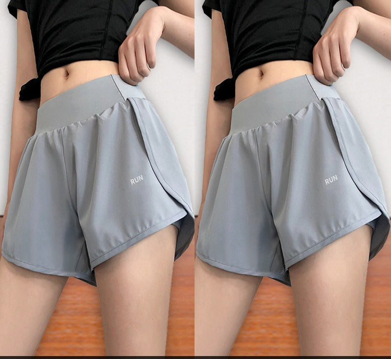 Women's Sports Shorts Quick-Drying Anti-Exposure Loose Large Size Casual Yoga Pants Running Breathable Fitness Pants High Waist Summer