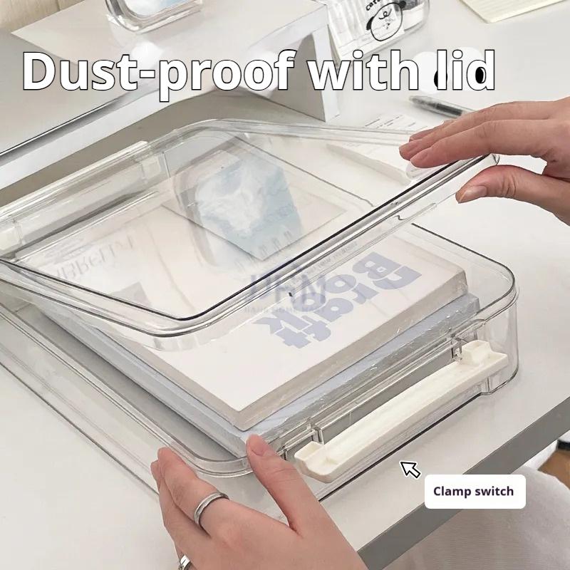 <Buy 3 Get 1 Free> A4 Acrylic Document Storage Tray Storage Box Transparent File Organizer Desktop Organization