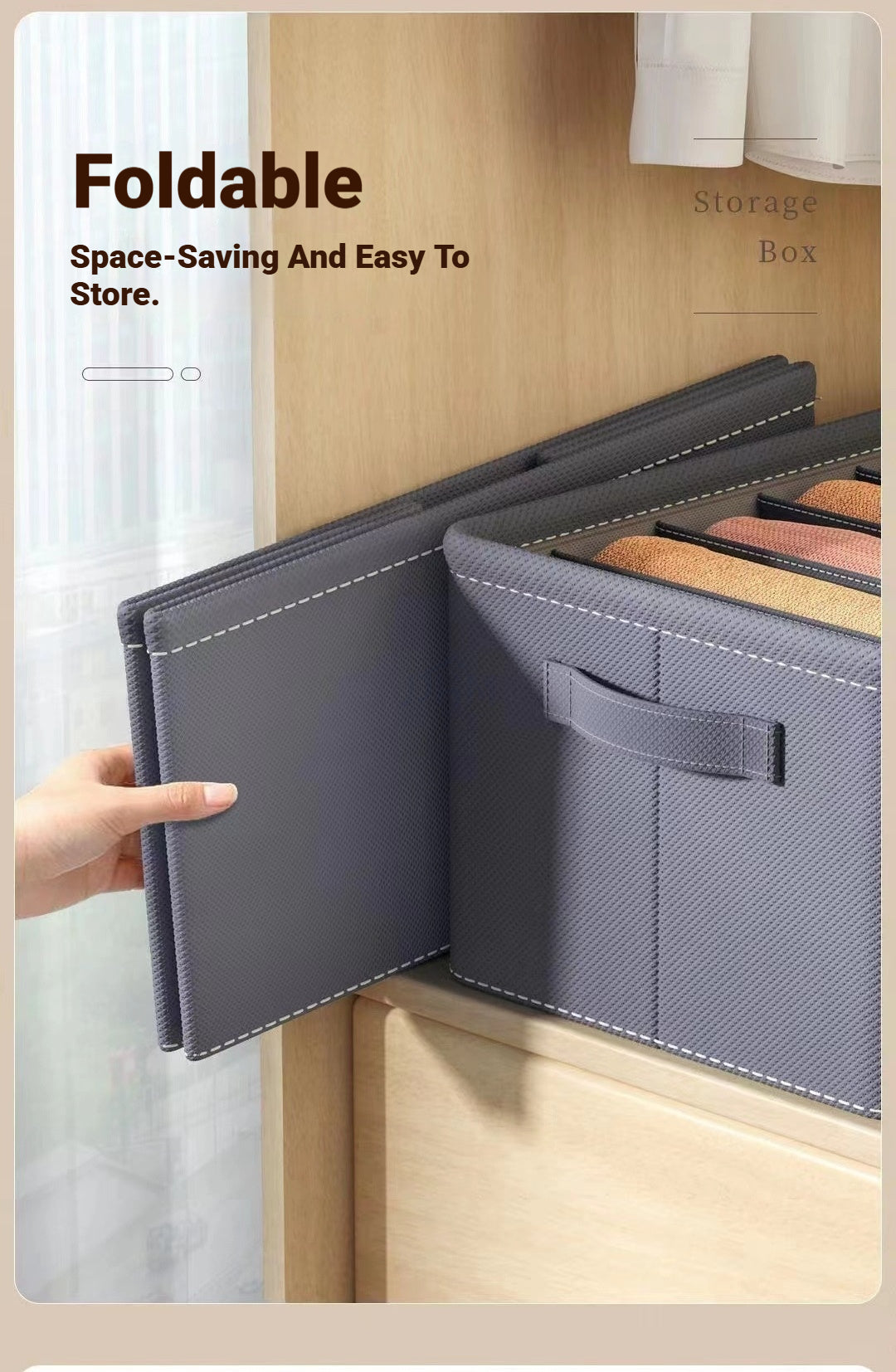 <Buy 4 Free 1> No-Flimsy Fabric Foldable 6/7/9 Grids Clothes Organizer Mesh Jeans Pant Storage Organizer Compartment