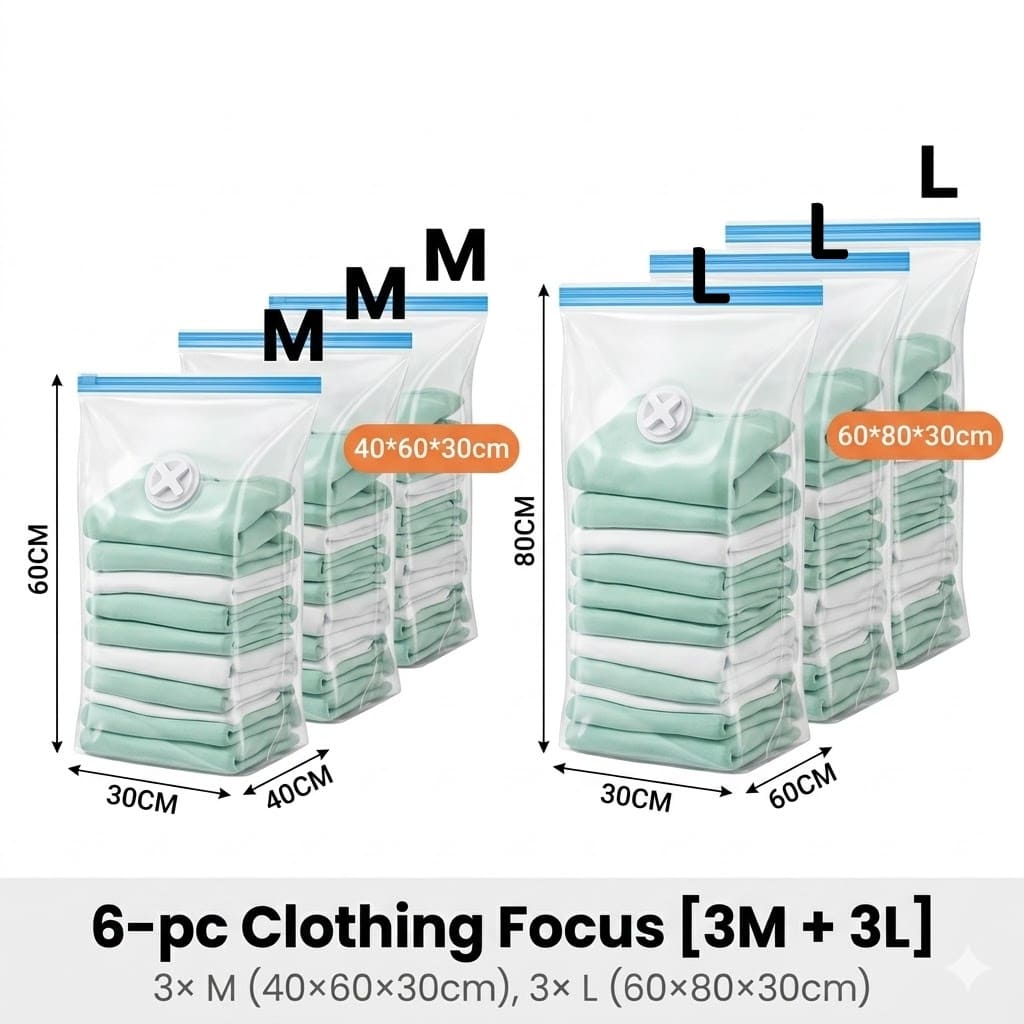 <Pumpless> Vacuum Bag Compression Bag No Need Pump Reusable Travel Clothes Storage Bag Seal Bags
