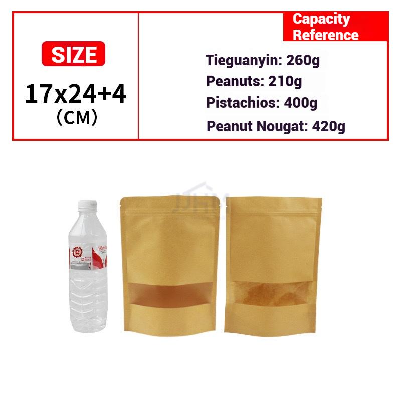 SG Kraft Window Bag | Matte Food Grade Zipper Pouch | Resealable Food Pouch | Ziplock | Party Gift Kraft Zipper Bag for Food | Food Storage Bag | Reusable Bag | Zip Bag