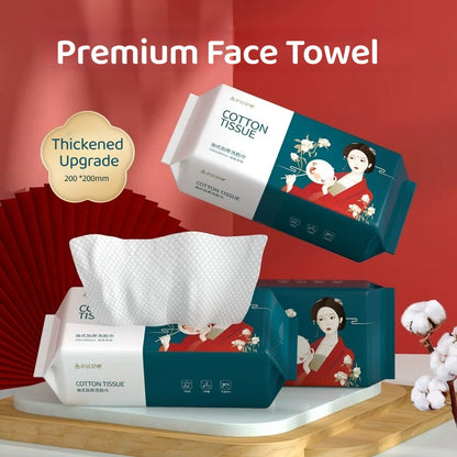 <Premium Cotton> Disposable Facial Towel, Makeup Remover Tissue, Towel, Large and Thick wipes