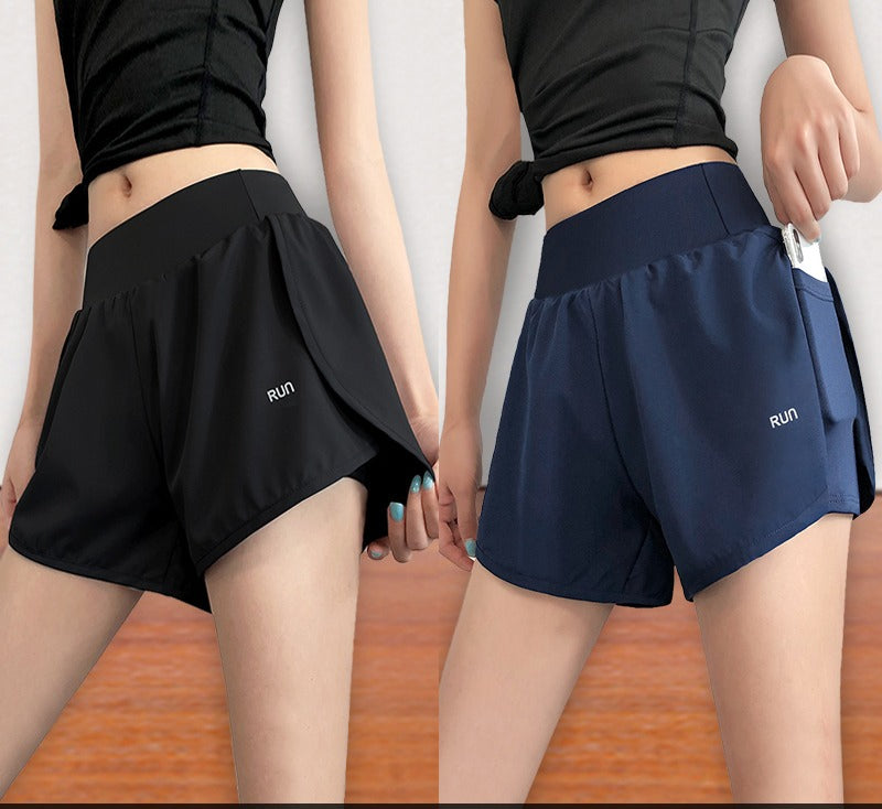 Women's Sports Shorts Quick-Drying Anti-Exposure Loose Large Size Casual Yoga Pants Running Breathable Fitness Pants High Waist Summer