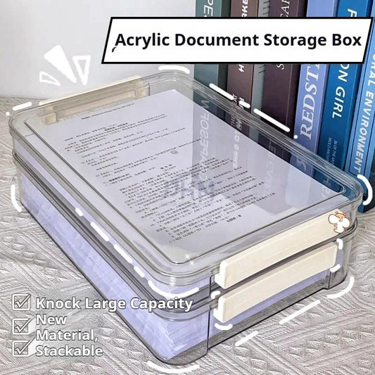 <Buy 3 Get 1 Free> A4 Acrylic Document Storage Tray Storage Box Transparent File Organizer Desktop Organization