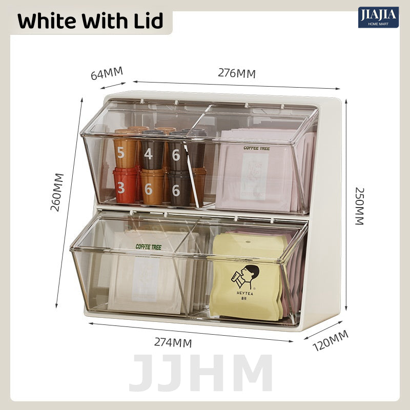 Coffee Capsule Holder Tea bag Organizer Pantry  Acrylic Teabag Storage Box Coffee Rack Stationery Holder Desktop