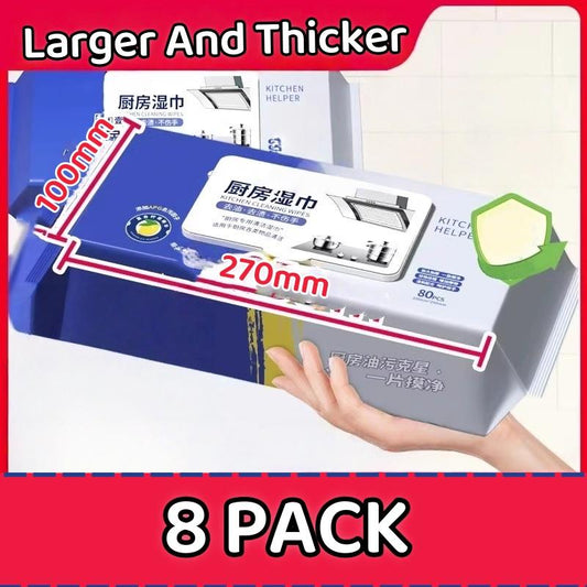 NDD 80Pcs Kitchen Wet Wipes  Large Wet Wipes Lemon  Disposable, Oil, Grease, Stain Remove