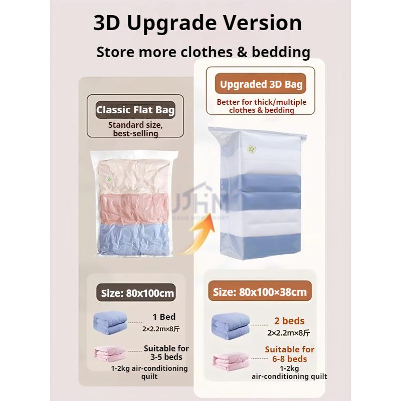 <Pumpless> Vacuum Bag Compression Bag No Need Pump Reusable Travel Clothes Storage Bag Seal Bags