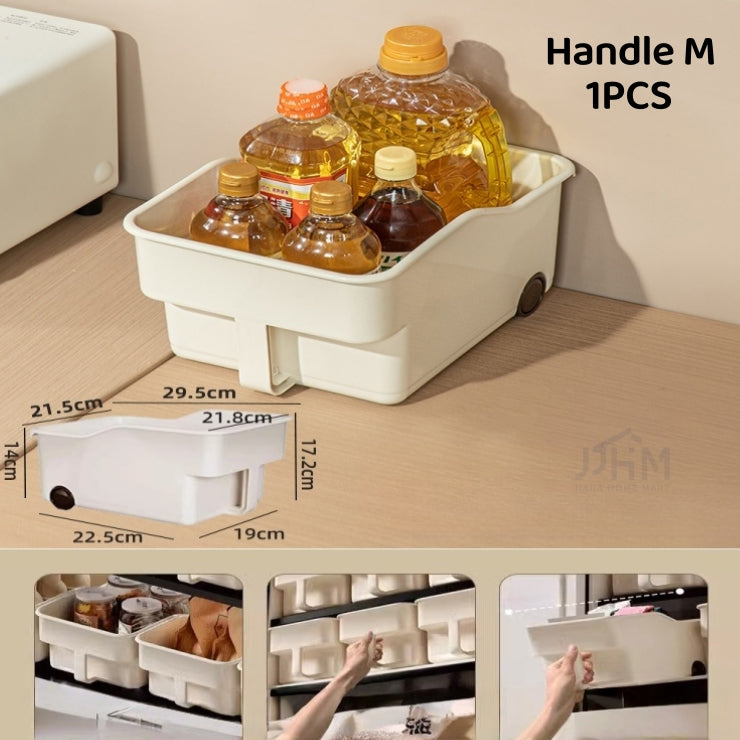 [BUY 3 FREE 1]Japanese kitchen storage box sundries cabinet organize pots and pans seasonings pot lid rack sink basket with rollers