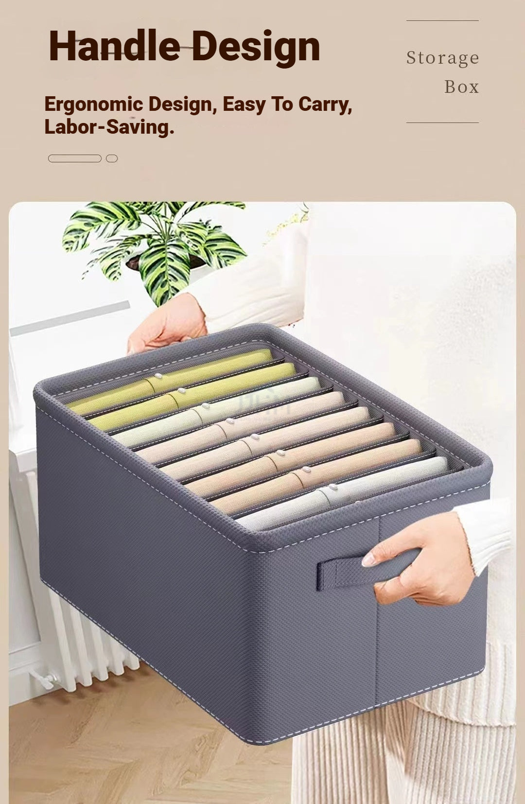 <Buy 4 Free 1> No-Flimsy Fabric Foldable 6/7/9 Grids Clothes Organizer Mesh Jeans Pant Storage Organizer Compartment