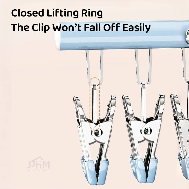 【SG Ready Stock】30 Clips Anti-slip Stainless Steel Sock Hanger Stackable with Shoe Rack Underwear Sock Drying Pegs Rack Traceless Hanger Drying Rack