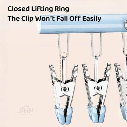 【SG Ready Stock】30 Clips Anti-slip Stainless Steel Sock Hanger Stackable with Shoe Rack Underwear Sock Drying Pegs Rack Traceless Hanger Drying Rack