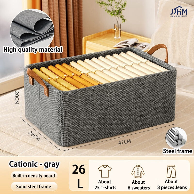 Antibacterial & Odorless Cationic fabric folding clothing storage box Wardrobe layering organizer large capacity