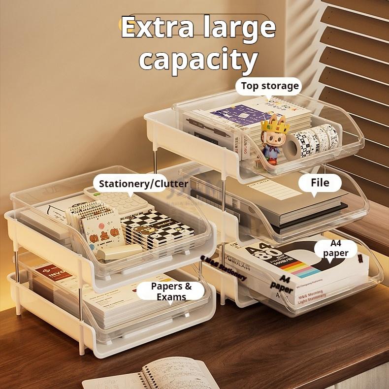 SG Stock A4 Stackable Document Tray Desk Document Tray File Organiser Office Supplies Stationery Storage