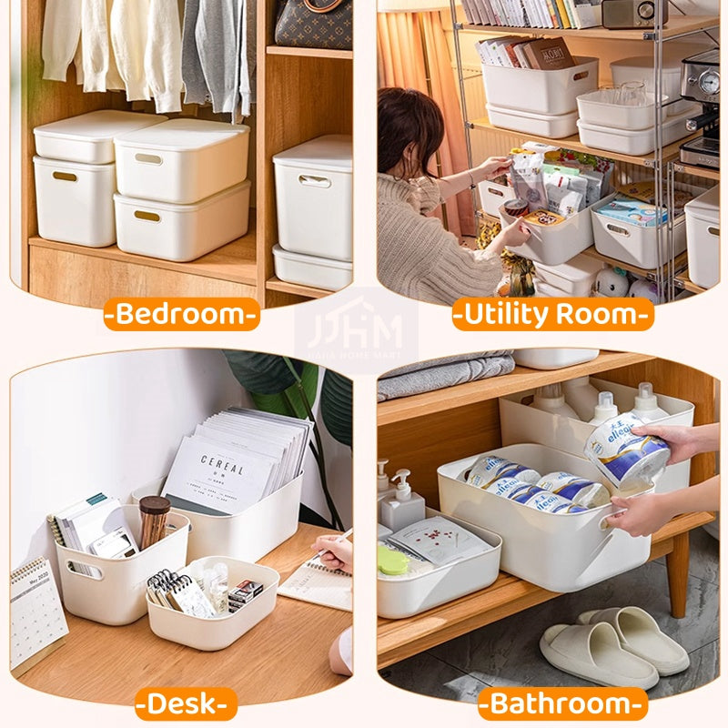 Ready Stock Stackable Storage Box Dustproof With Lid Makeup Toys Home Cabinet Organizer Kitchen Sorting Container