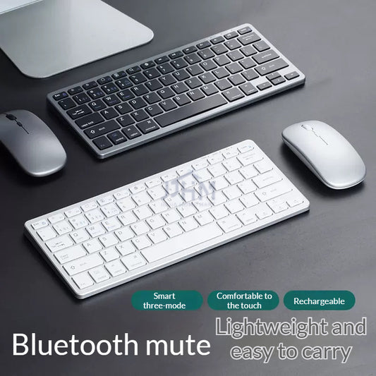 [SG] Bluetooth Wireless Keyboard and Mouse Combo Rechargeable Compact Slim 3 Mode Wireless Keyboard Mouse Set Silent Click Ergonomic Portable Office Home Laptop Tablet PC Desktop Keyboard Mouse Combo Set