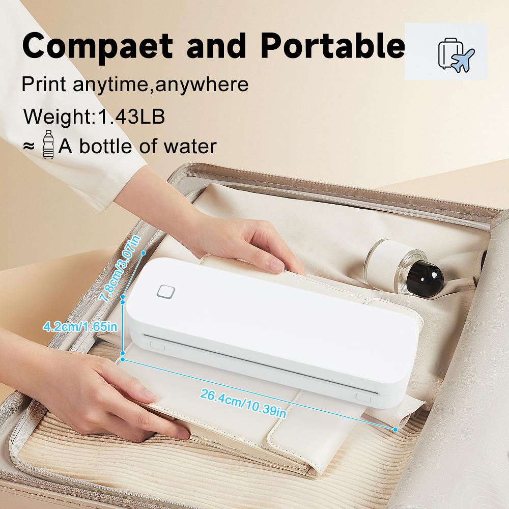 【Support A4 Size】Portable A4 Thermal Printer,DPI Wireless Bluetooth Thermal Printer,Compatible With A5/B5/Letter