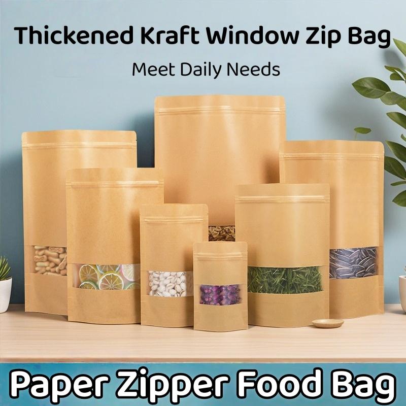 SG Kraft Window Bag | Matte Food Grade Zipper Pouch | Resealable Food Pouch | Ziplock | Party Gift Kraft Zipper Bag for Food | Food Storage Bag | Reusable Bag | Zip Bag