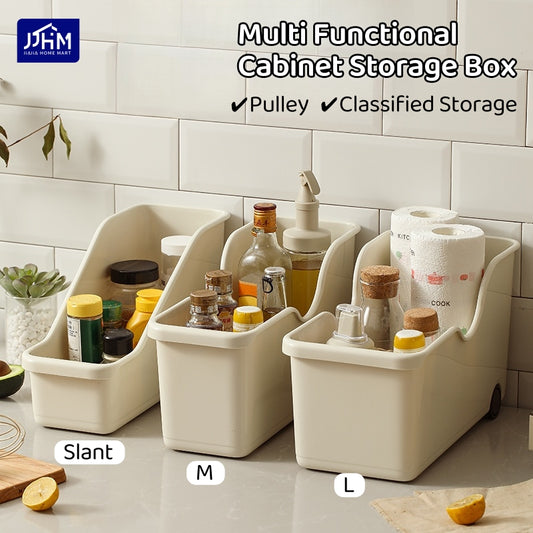 [BUY 3 FREE 1]Japanese kitchen storage box sundries cabinet organize pots and pans seasonings pot lid rack sink basket with rollers