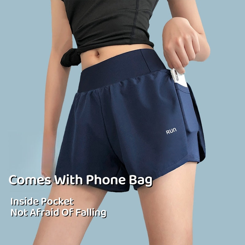 Women's Sports Shorts Quick-Drying Anti-Exposure Loose Large Size Casual Yoga Pants Running Breathable Fitness Pants High Waist Summer