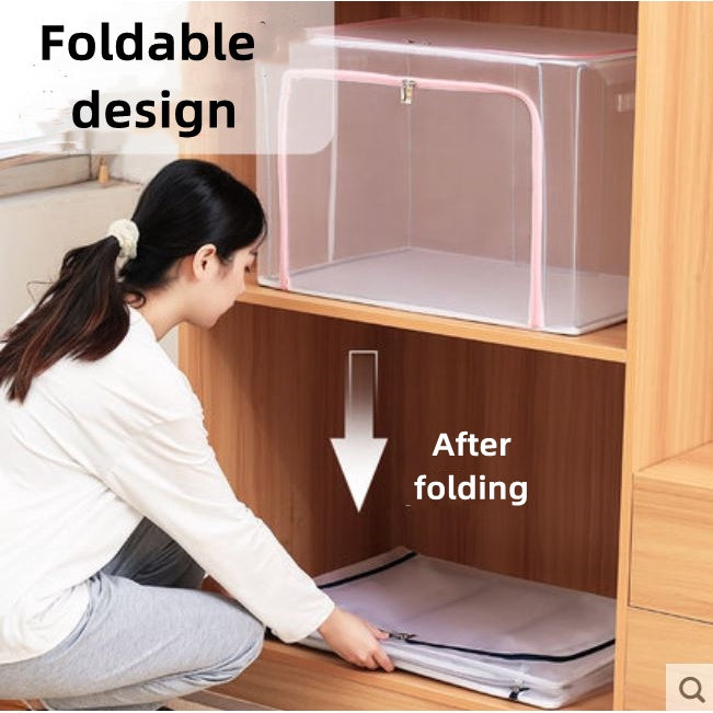 <Buy 5 Free 1> SG SHIP Steel Frame Storage Boxes Foldable Breathable Transparent Clothing Quilt Organizer Dustproof Bag