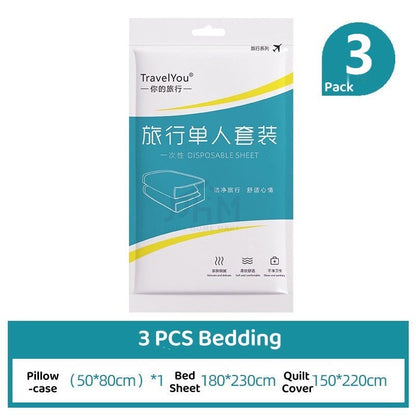 SG Disposable Bed Sheets Set Travel Pillow Cover Quilt Cover Single Double Set Hotel Bedsheets 一次性旅行床单套