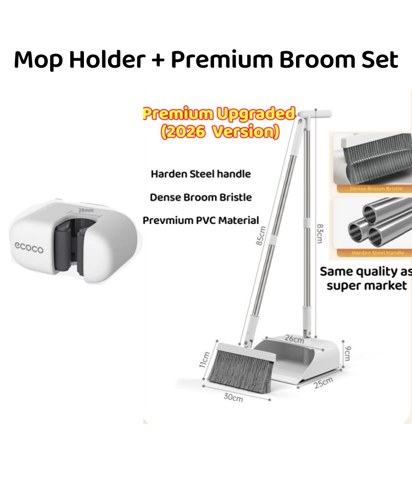 Rotatable Broom and Wind Proof Dust Pan with Broom Comb Broom Set Non-Stick Broom Magic Wiper Set