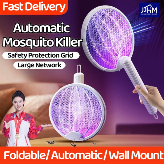 [2025 Ver] Update 3in1 Electric Insect Mosquito Racket Mosquito Swatter Killer USB Rechargeable LED Lamp