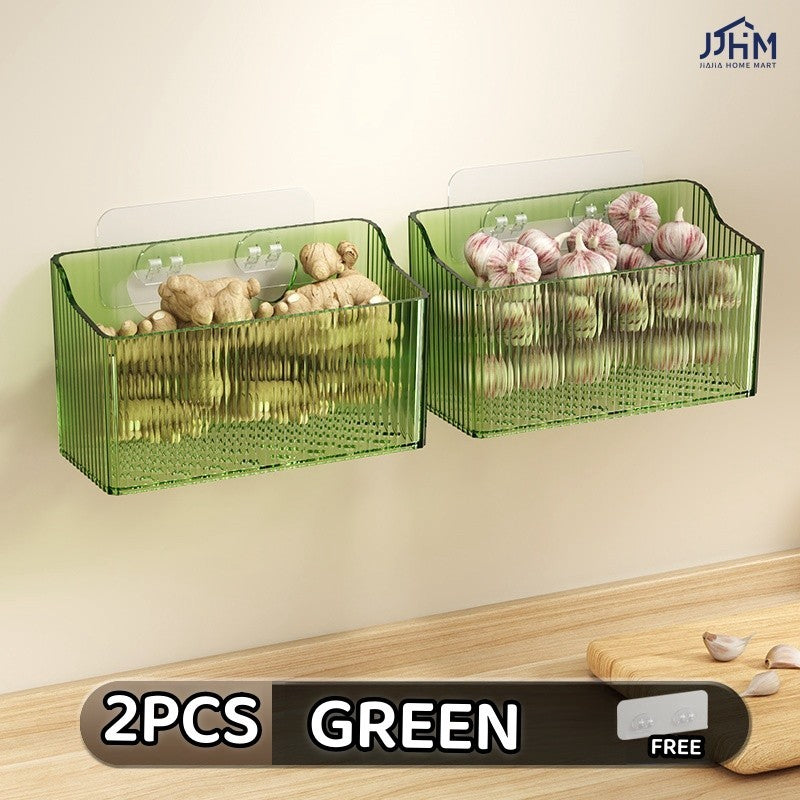 Ginger Onion Garlic Storage Basket Kitchen Wall Mounted Basket Organizer Refrigerator Side Door Storage Box Hanging