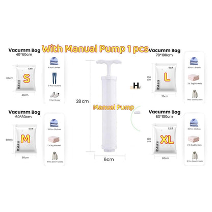 <Thicken PVC> Vacuum Storage Bag vacuum sealer bag Travel Vacuum Bag compress Mini Storage Bag Vacuum Bag Pump Travel Compressed Bag Mini Vacuum Sealer Machine