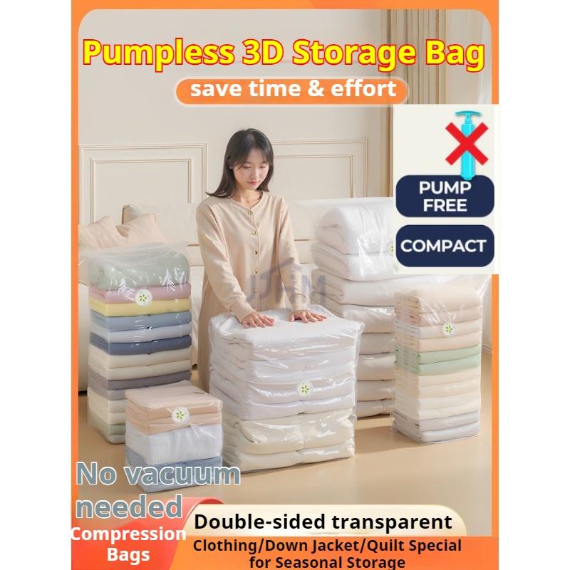 <Pumpless> Vacuum Bag Compression Bag No Need Pump Reusable Travel Clothes Storage Bag Seal Bags