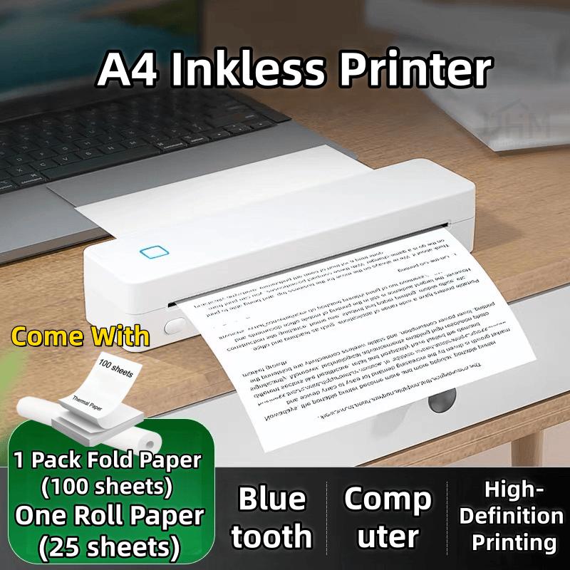 【Support A4 Size】Portable A4 Thermal Printer,DPI Wireless Bluetooth Thermal Printer,Compatible With A5/B5/Letter