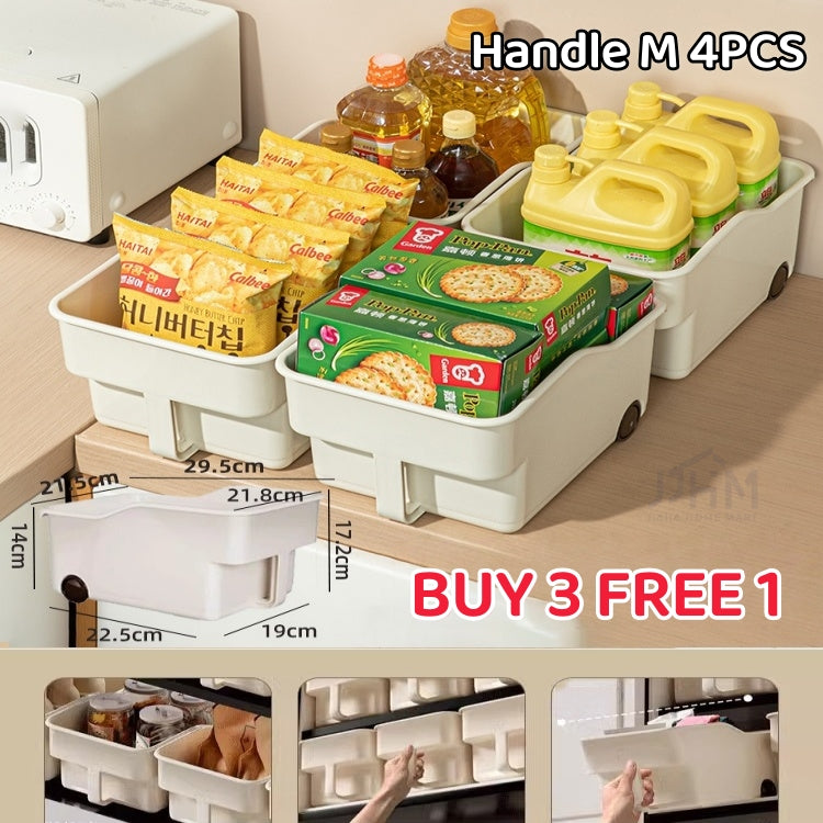 [BUY 3 FREE 1]Japanese kitchen storage box sundries cabinet organize pots and pans seasonings pot lid rack sink basket with rollers