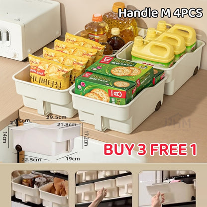[BUY 3 FREE 1]Japanese kitchen storage box sundries cabinet organize pots and pans seasonings pot lid rack sink basket with rollers