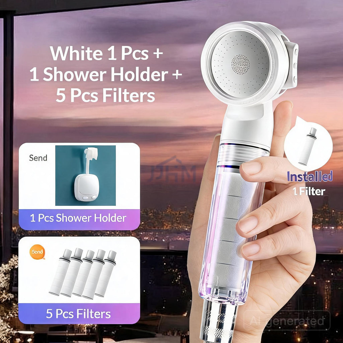 [SG Ready Stock] Portable Filter Shower Head 3 Modes High Pressure Water Saving Shower Cartridges Travel Shower Head