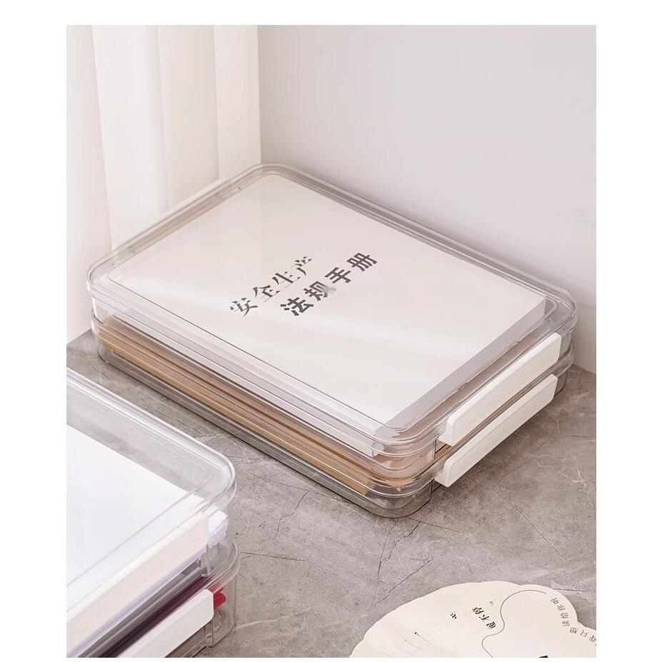 <Buy 3 Get 1 Free> A4 Acrylic Document Storage Tray Storage Box Transparent File Organizer Desktop Organization
