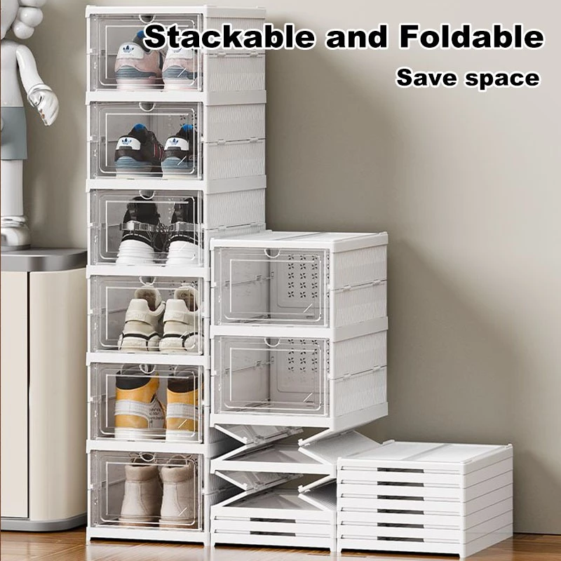 3/6/9 Layers Foldable Shoe Box Transparent Shoe Cabinet Stackable Shoe Storage Box Home Shoe Rack Cabinet