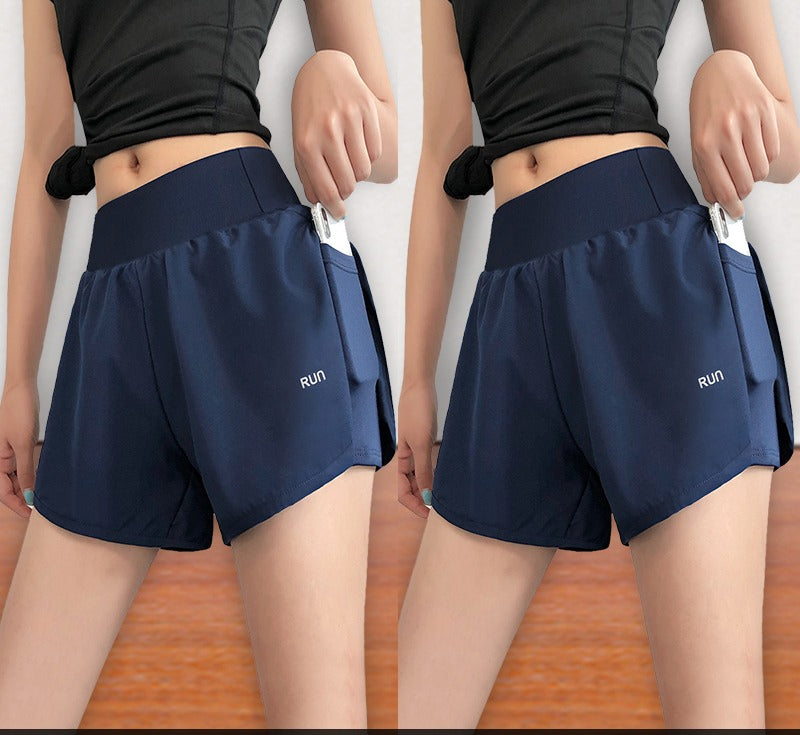 Women's Sports Shorts Quick-Drying Anti-Exposure Loose Large Size Casual Yoga Pants Running Breathable Fitness Pants High Waist Summer