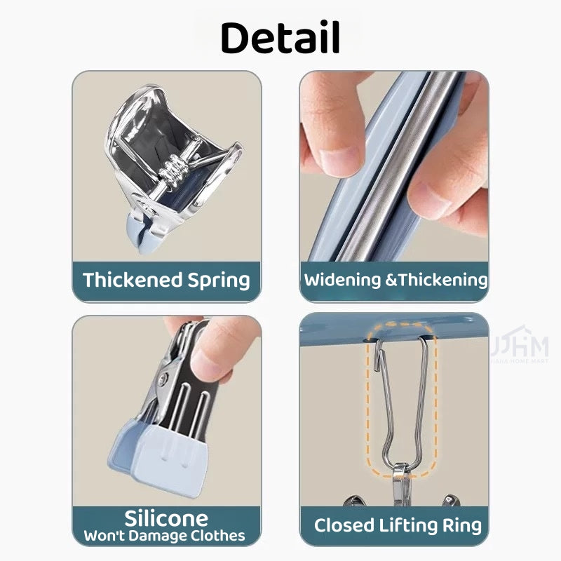 【SG Ready Stock】30 Clips Anti-slip Stainless Steel Sock Hanger Stackable with Shoe Rack Underwear Sock Drying Pegs Rack Traceless Hanger Drying Rack