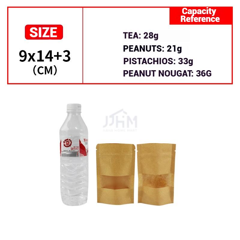 SG Kraft Window Bag | Matte Food Grade Zipper Pouch | Resealable Food Pouch | Ziplock | Party Gift Kraft Zipper Bag for Food | Food Storage Bag | Reusable Bag | Zip Bag